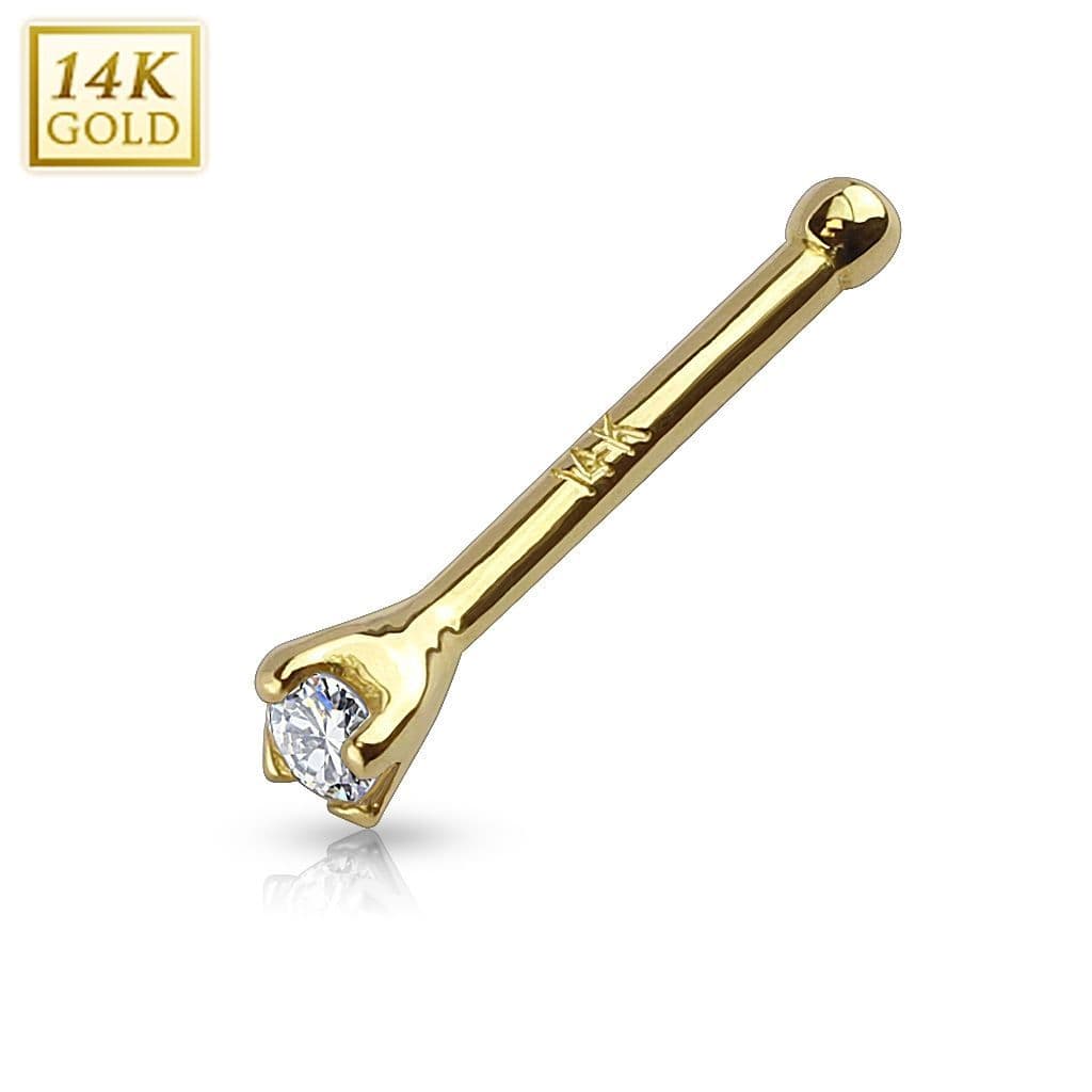 Zlatý piercing do nosu - čirý zirkon 1,5 mm, Au 585/1000 - náhled 1