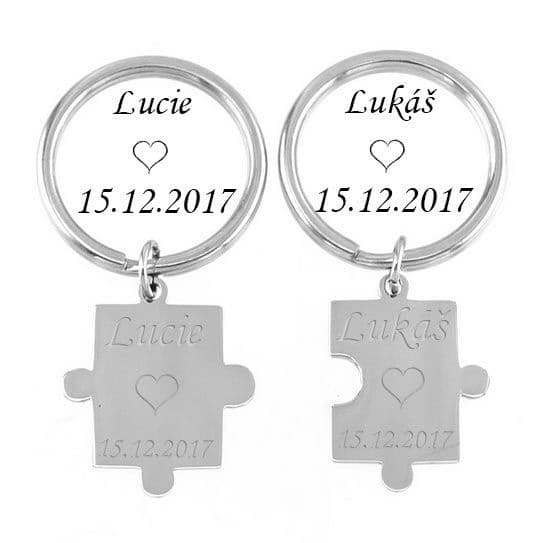S4U 2 ks ocelových přívěseků na klíče - puzzle - OPT1045 - náhled 3