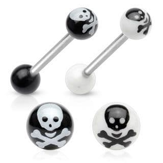 Piercing do jazyku - lebka (bílá) - PJ01049-W - náhled 2
