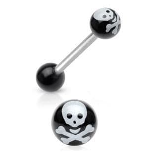 Piercing do jazyku - lebka (bílá) - PJ01049-W - náhled 3