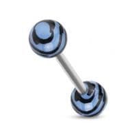 Piercing do jazyka  - zebrovaný (bílá) - náhled 5