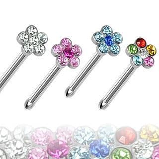 Piercing do nosu - kytička (barevné) - N01121-AB - náhled 3
