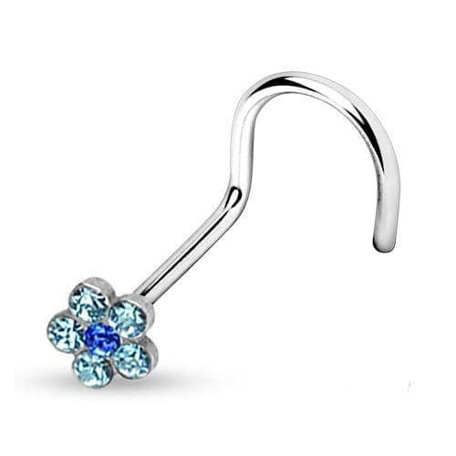 Zahnutý piercing do nosu  - kytička (barevné) - náhled 4