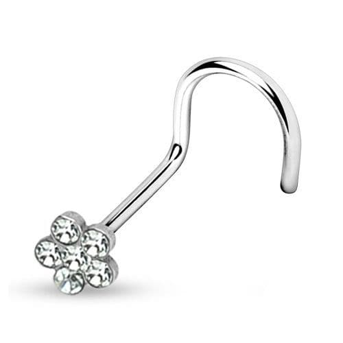 Zahnutý piercing do nosu  - kytička (barevné) - náhled 5