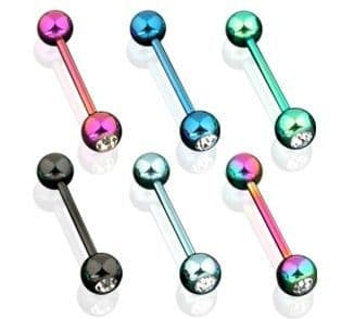 Piercing do jazyka se zirkonem (duhová) - PJ01068-AB - náhled 3