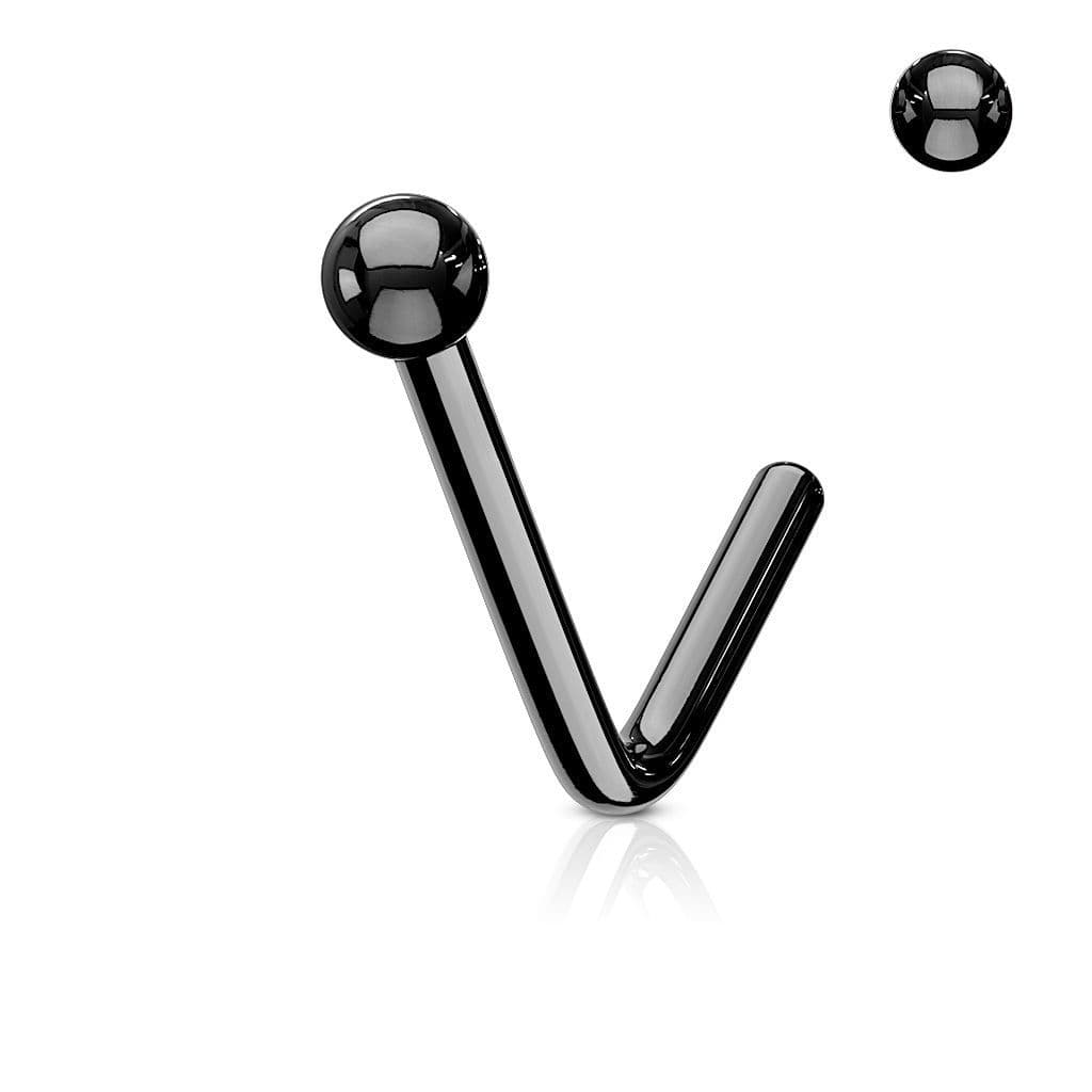 Zahnutý piercing do nosu kulička (ocelová) - náhled 3