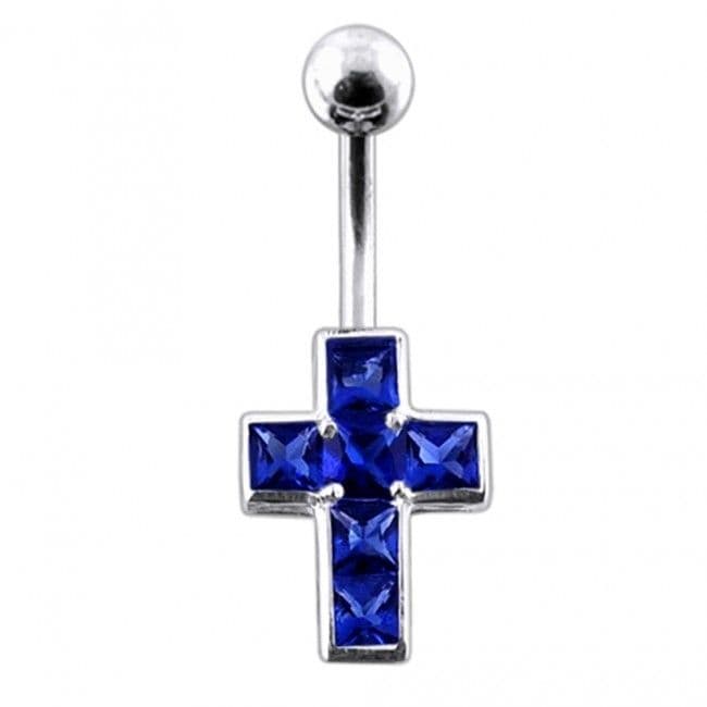Stříbrný piercing do pupíku - křížek (fialová) - BP01015-A - náhled 4