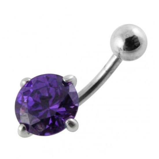S4U Stříbrný piercing do pupíku, zirkon 10 mm (fialová) - BP01017-A - náhled 4