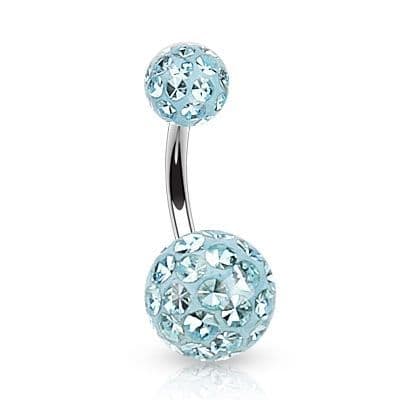 Piercing do pupíku zdobený krystaly Swarovski (duhová, 1,6 x 10 mm) - BS01021-AB - náhled 3