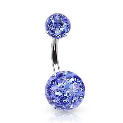 Piercing do pupíku zdobený krystaly Swarovski (duhová, 1,6 x 10 mm) - BS01021-AB - náhled 4