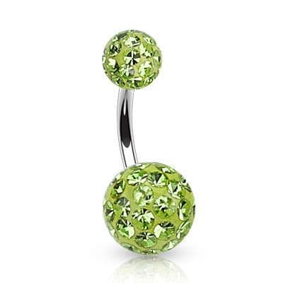 Piercing do pupíku zdobený krystaly Swarovski (duhová, 1,6 x 10 mm) - BS01021-AB - náhled 5
