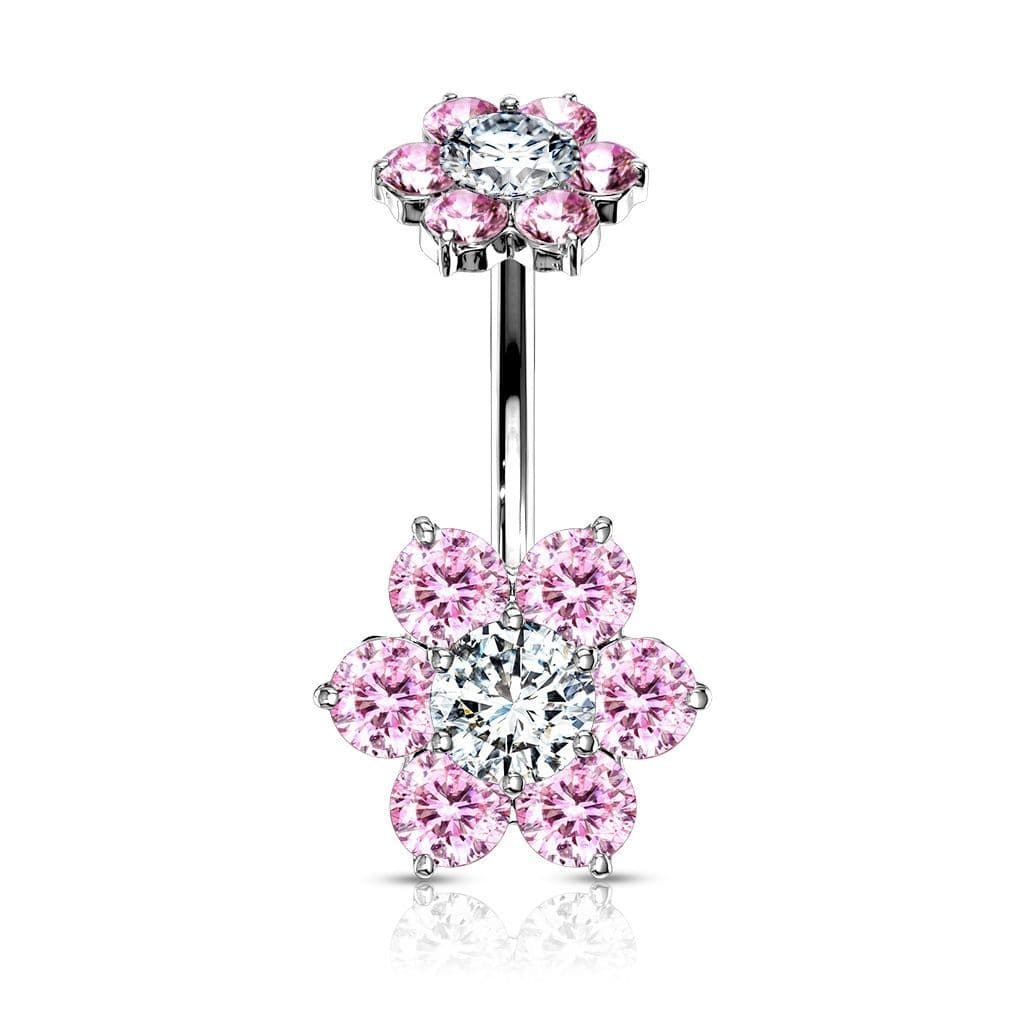 Piercing do pupíku kytička (růžová) - náhled 1
