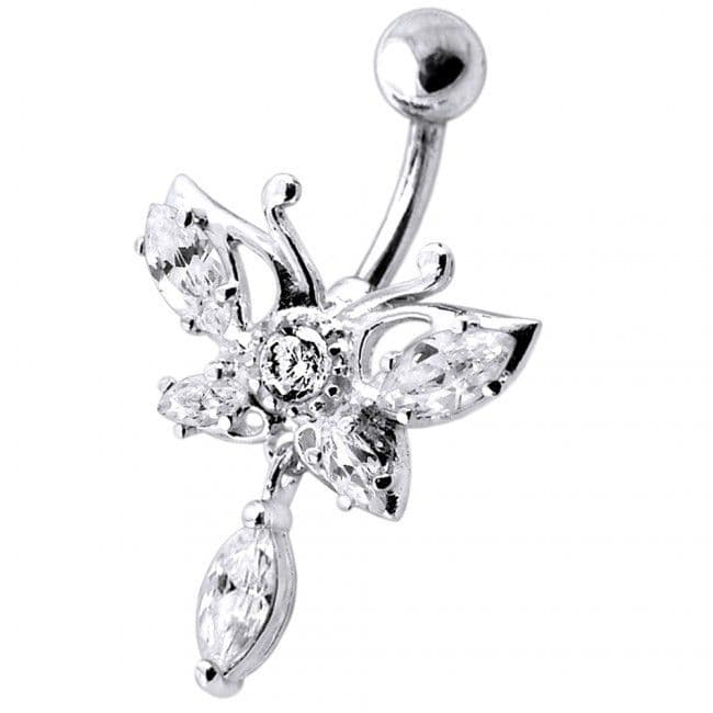 S4U Stříbrný piercing do pupíku - motýl (čirá) - BP01242-C - náhled 1