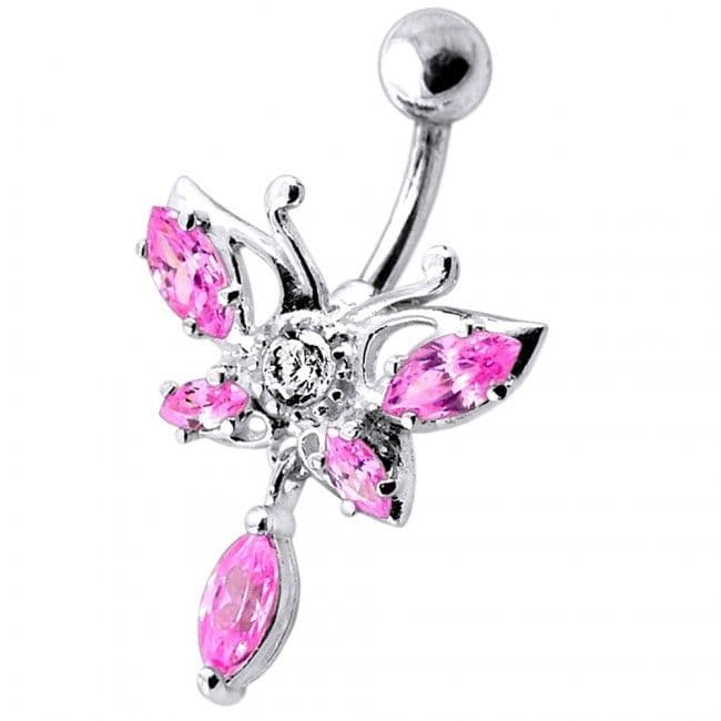 S4U Stříbrný piercing do pupíku - motýl (čirá) - BP01242-C - náhled 5