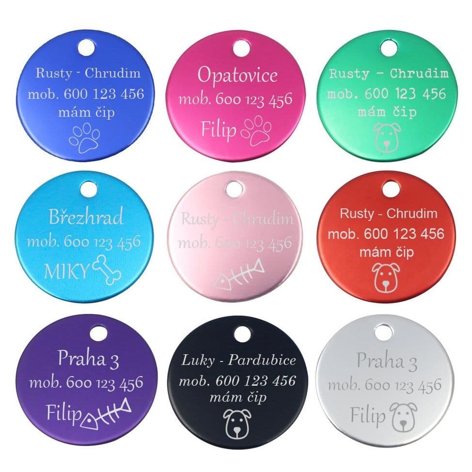S4U Hliníková psí známka kulatá (fialová) - PZ004-VI - náhled 3