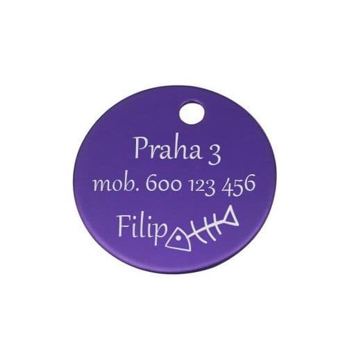S4U Hliníková psí známka kulatá (fialová) - PZ004-VI - náhled 1