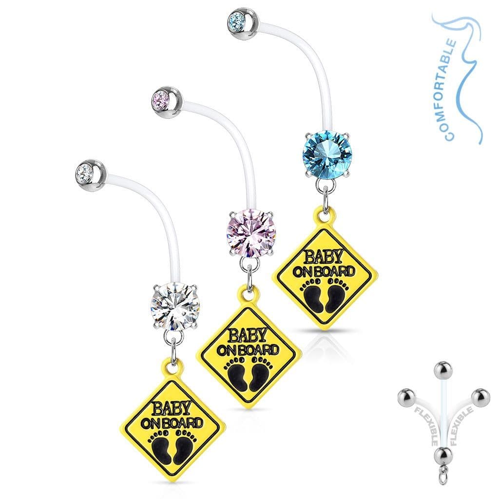 Těhotenský piercing do pupíku - baby on board (růžová) - WP0020-P - náhled 3