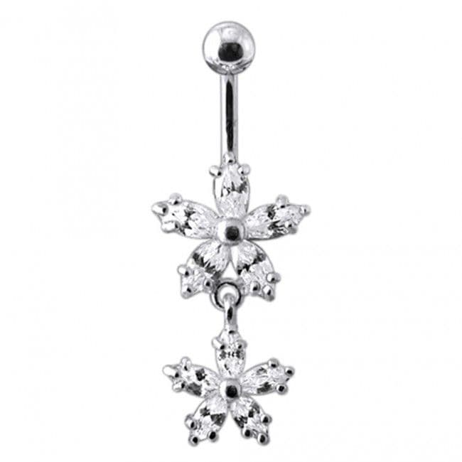 S4U Stříbrný piercing do pupíku - kytičky (fialová) - BP01117-A - náhled 4