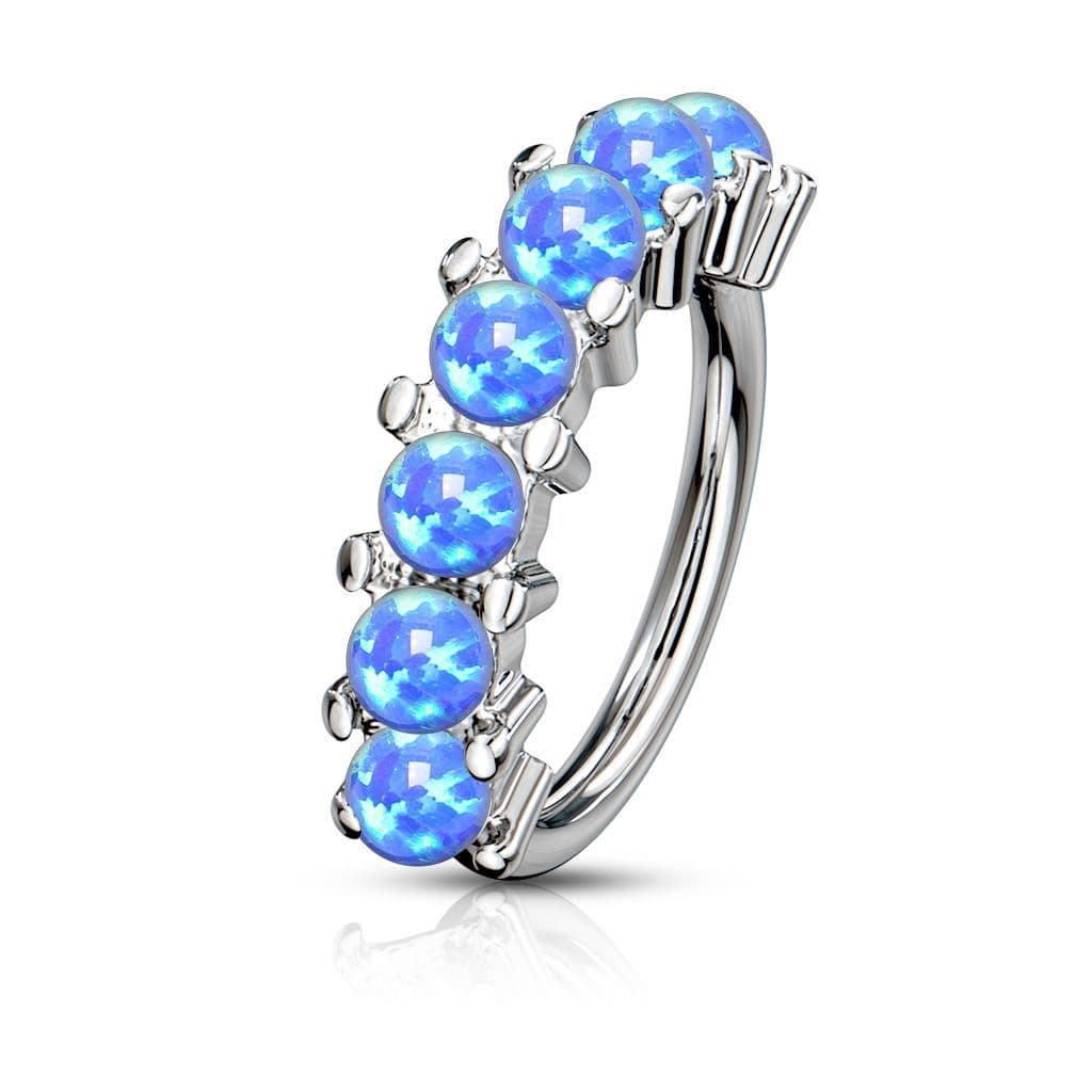 Piercing kruh s opály, 1,0 x 10 mm (modrá) - náhled 1