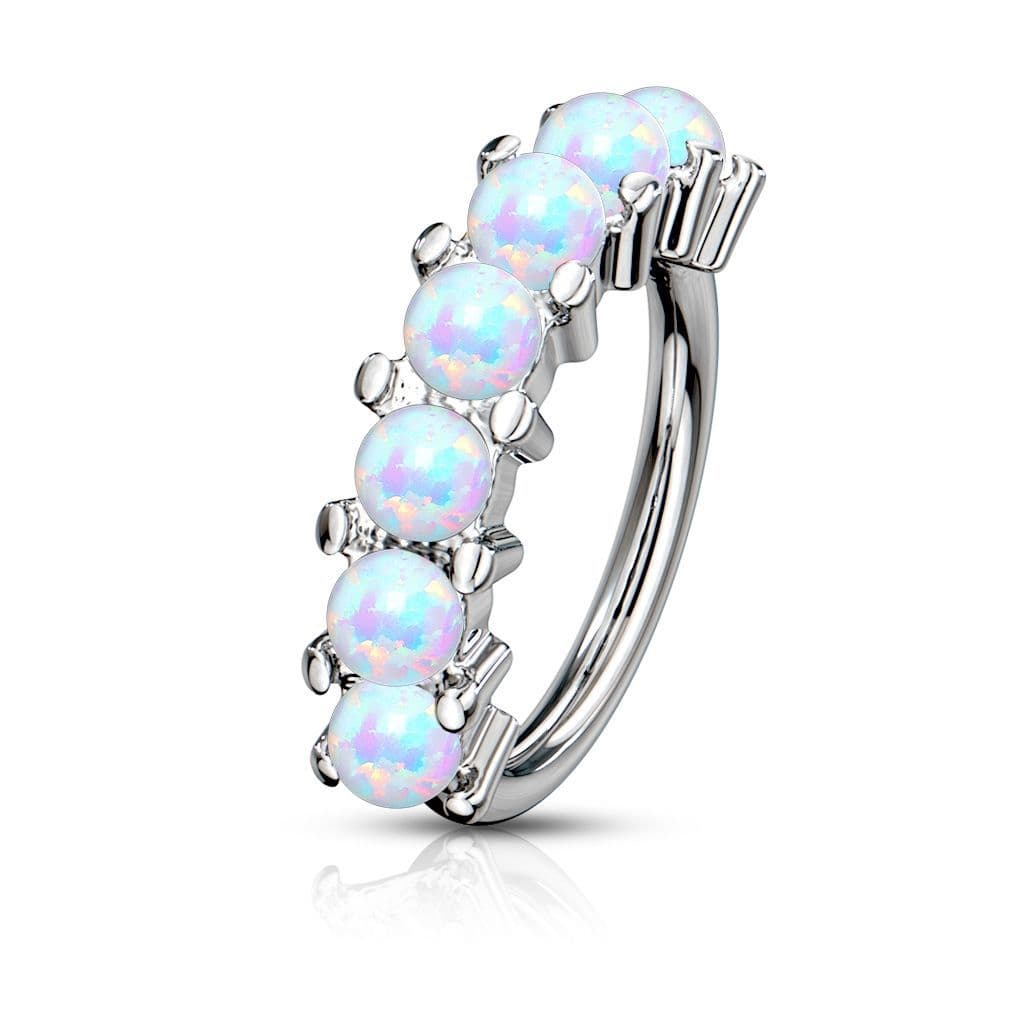 Piercing kruh s opály, 1,0 x 10 mm (modrá) - náhled 4