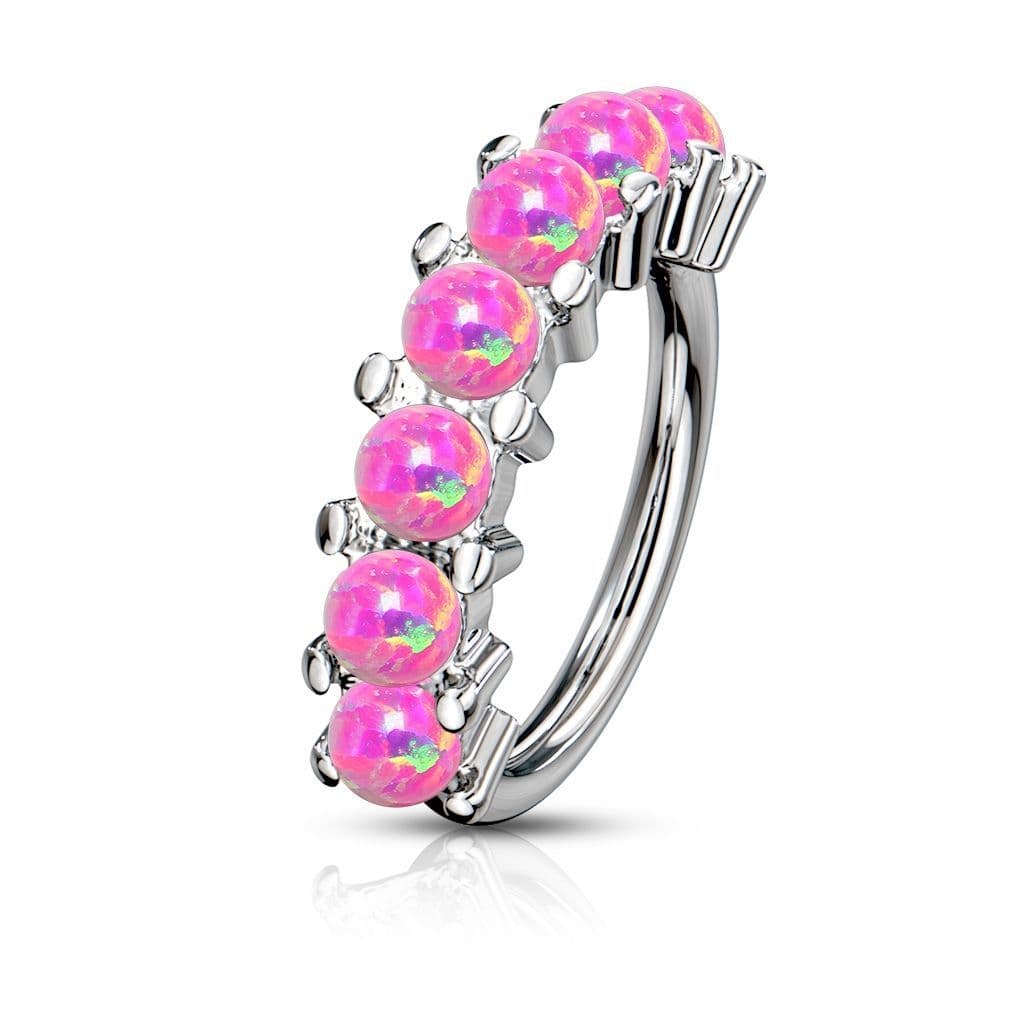 Piercing kruh s opály, 1,0 x 10 mm (modrá) - náhled 5