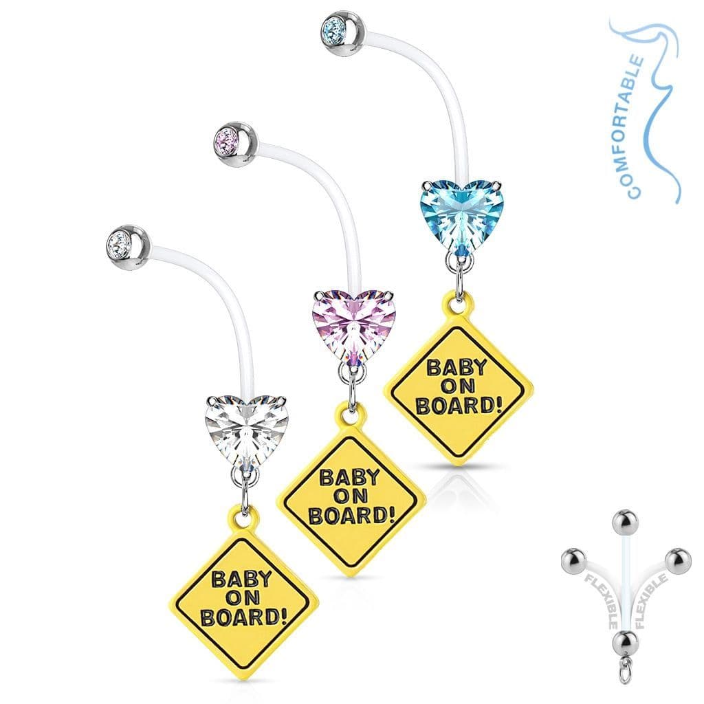 Těhotenský piercing do pupíku - baby on board (růžová) - WP0032-P - náhled 3