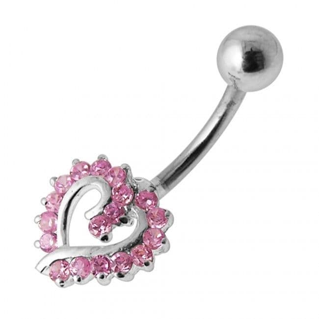 S4U Stříbrný piercing do pupíku srdíčko (růžová) - BP01026-P - náhled 1