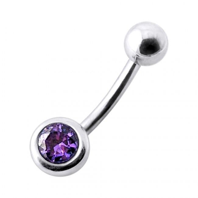 S4U Stříbrný piercing do pupíku se zirkonem (fialová) - BP01024-A - náhled 1