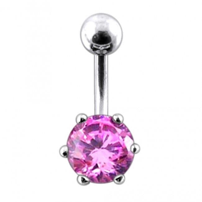 S4U Stříbrný piercing do pupíku se zirkonem (růžová) - BP01025-P - náhled 1