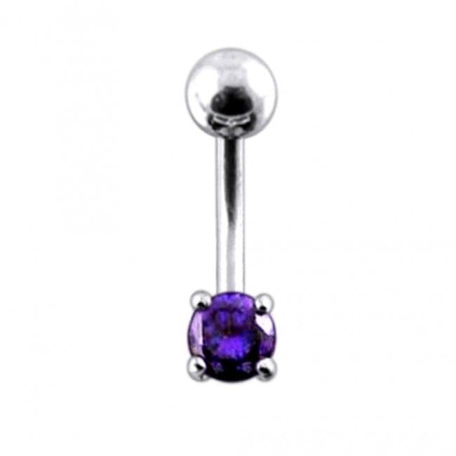 Stříbrný piercing do pupíku, zirkon (černá, 1,30 g, 1,6 x 10 mm) - náhled 3