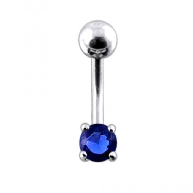 Stříbrný piercing do pupíku, zirkon (černá, 1,30 g, 1,6 x 10 mm) - náhled 4