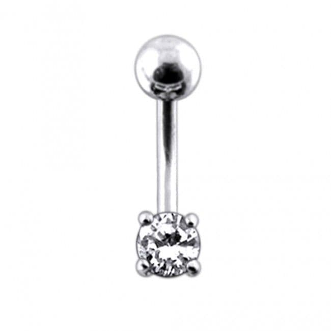 Stříbrný piercing do pupíku, zirkon (černá, 1,30 g, 1,6 x 10 mm) - náhled 5