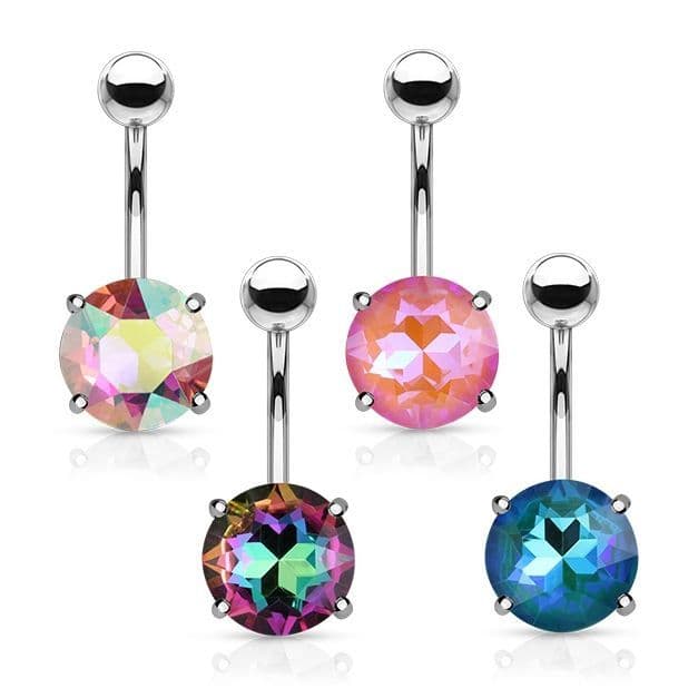 Piercing do pupíku, kulatý kámen (duhová, 1,6 x 10 mm) - náhled 3