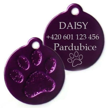 S4U Hliníková psí známka tlapka malá (fialová) - PZ014-VI - náhled 1