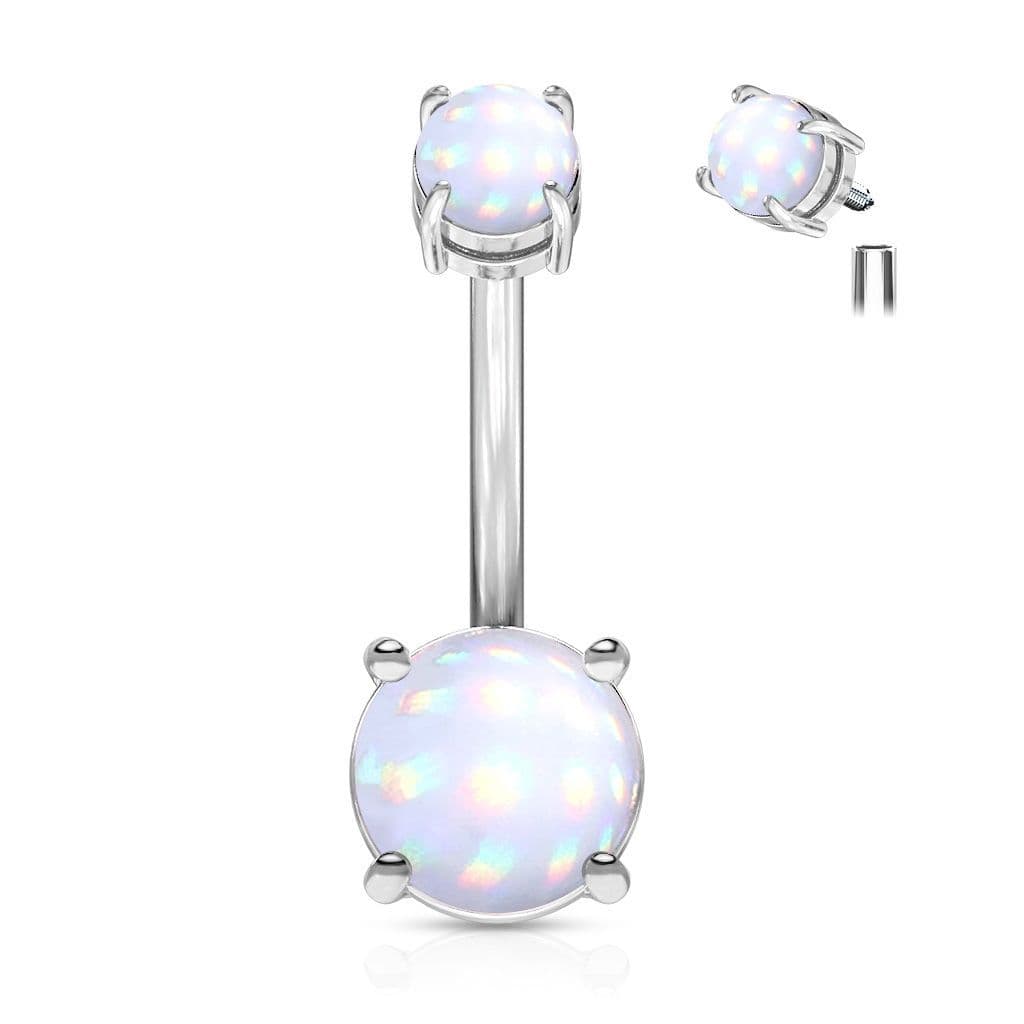 Piercing do pupíku, mléčné kameny (bílá, 1,6 x 10 mm) - náhled 1
