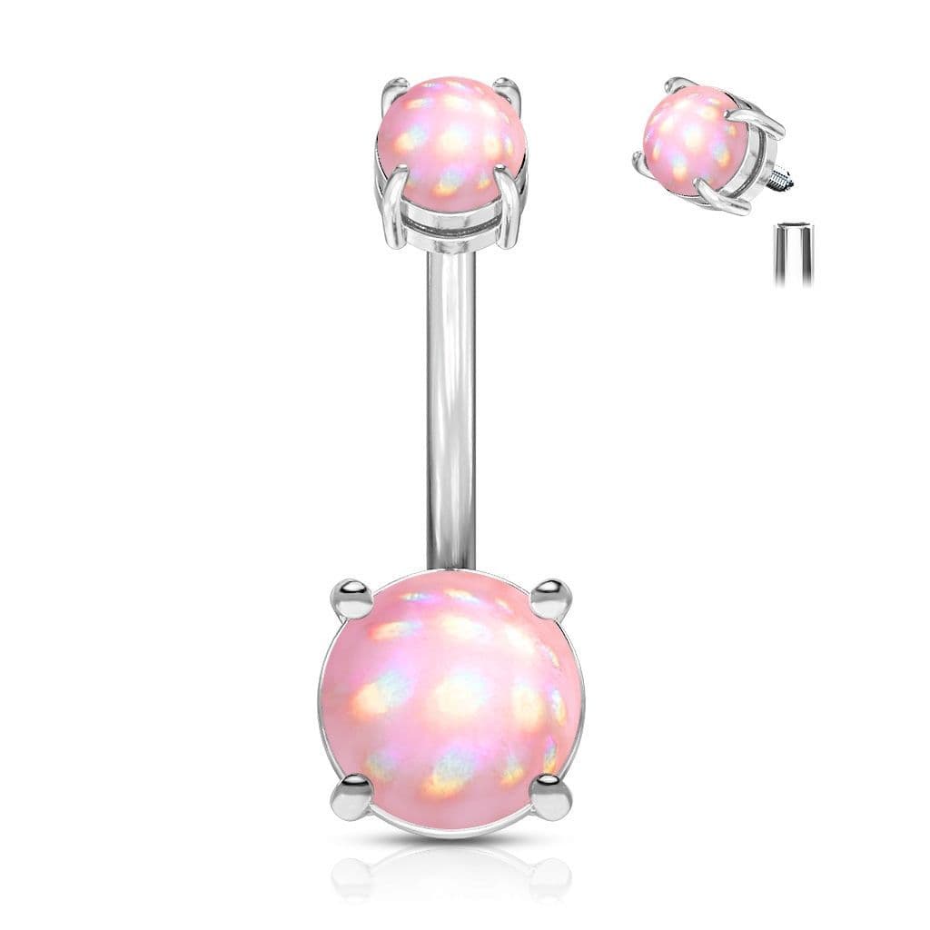 Piercing do pupíku, mléčné kameny (bílá, 1,6 x 10 mm) - náhled 4