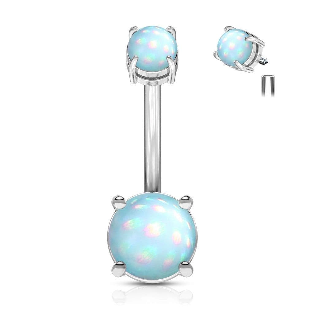 Piercing do pupíku, mléčné kameny (bílá, 1,6 x 10 mm) - náhled 5