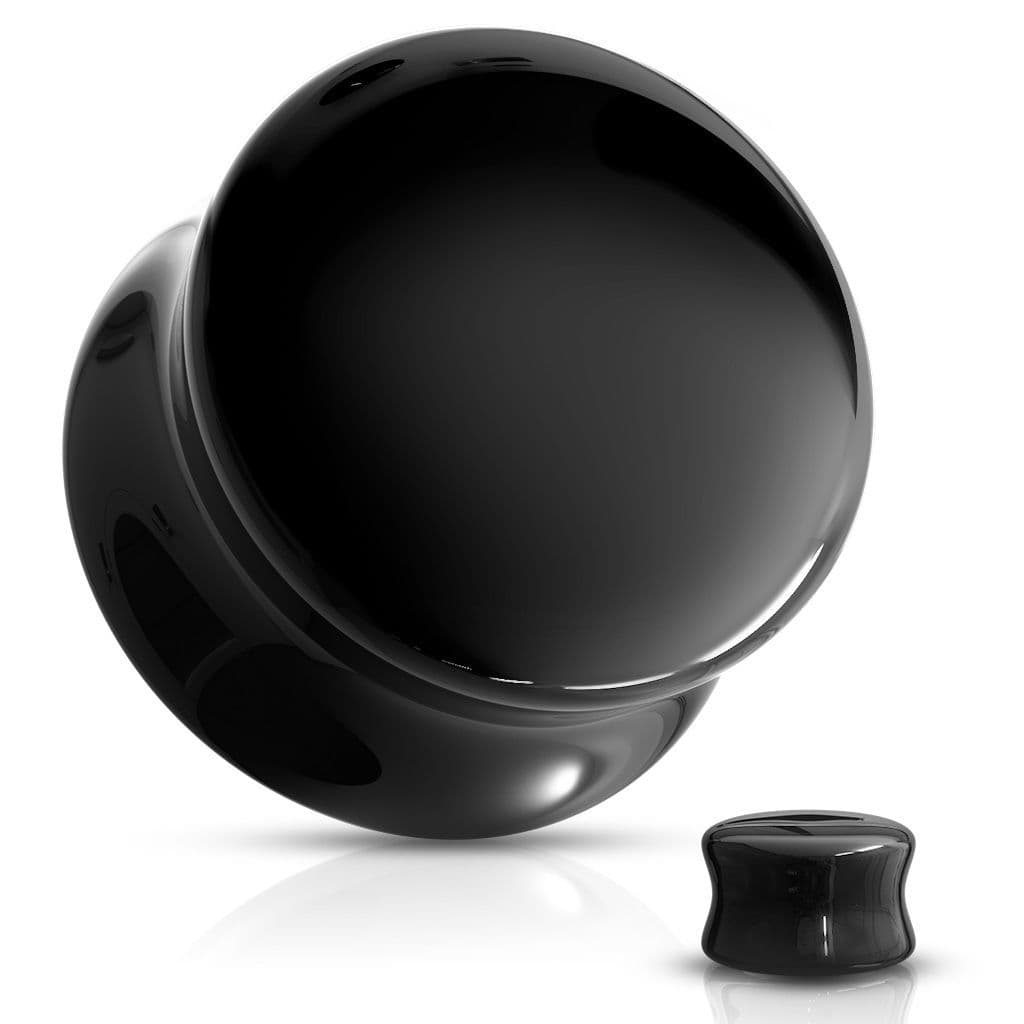 Skleněný plug do ucha černý (12 mm) - PL01250K-12 - náhled 1