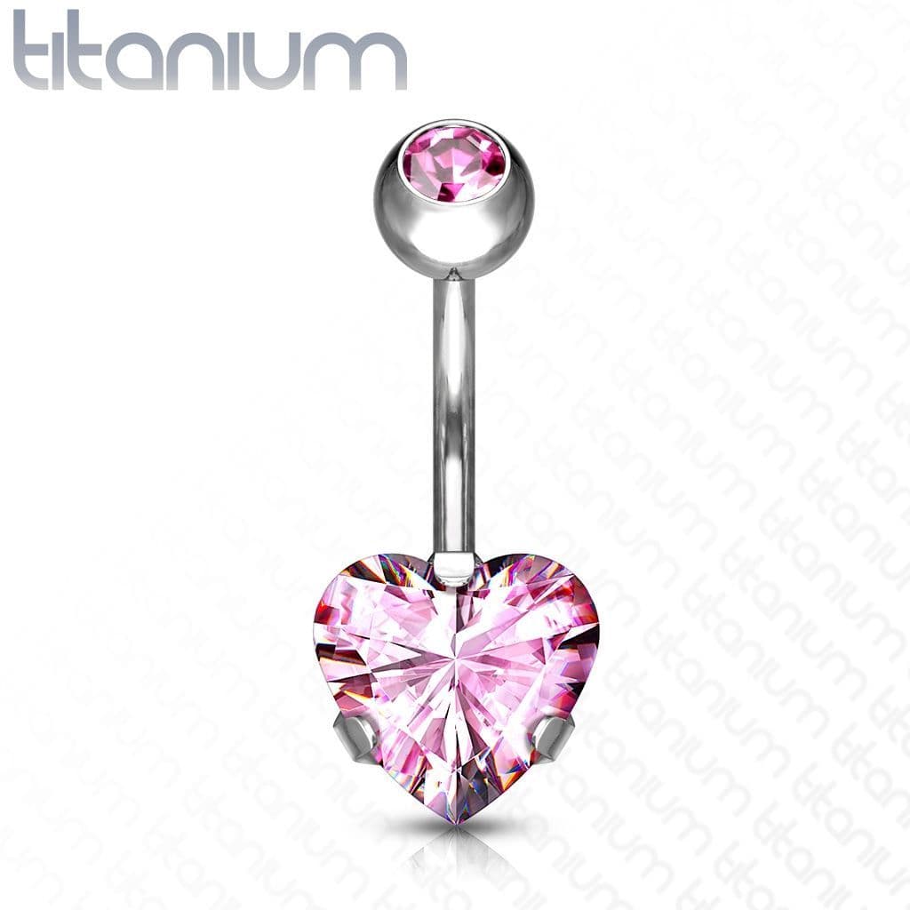 Piercing do pupíku srdce - TITAN (fialová) - náhled 5