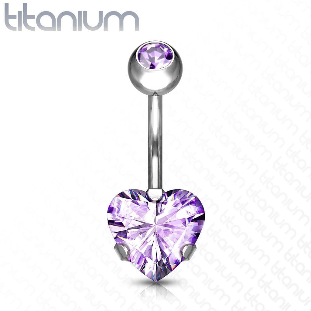 Piercing do pupíku srdce - TITAN (fialová) - náhled 1