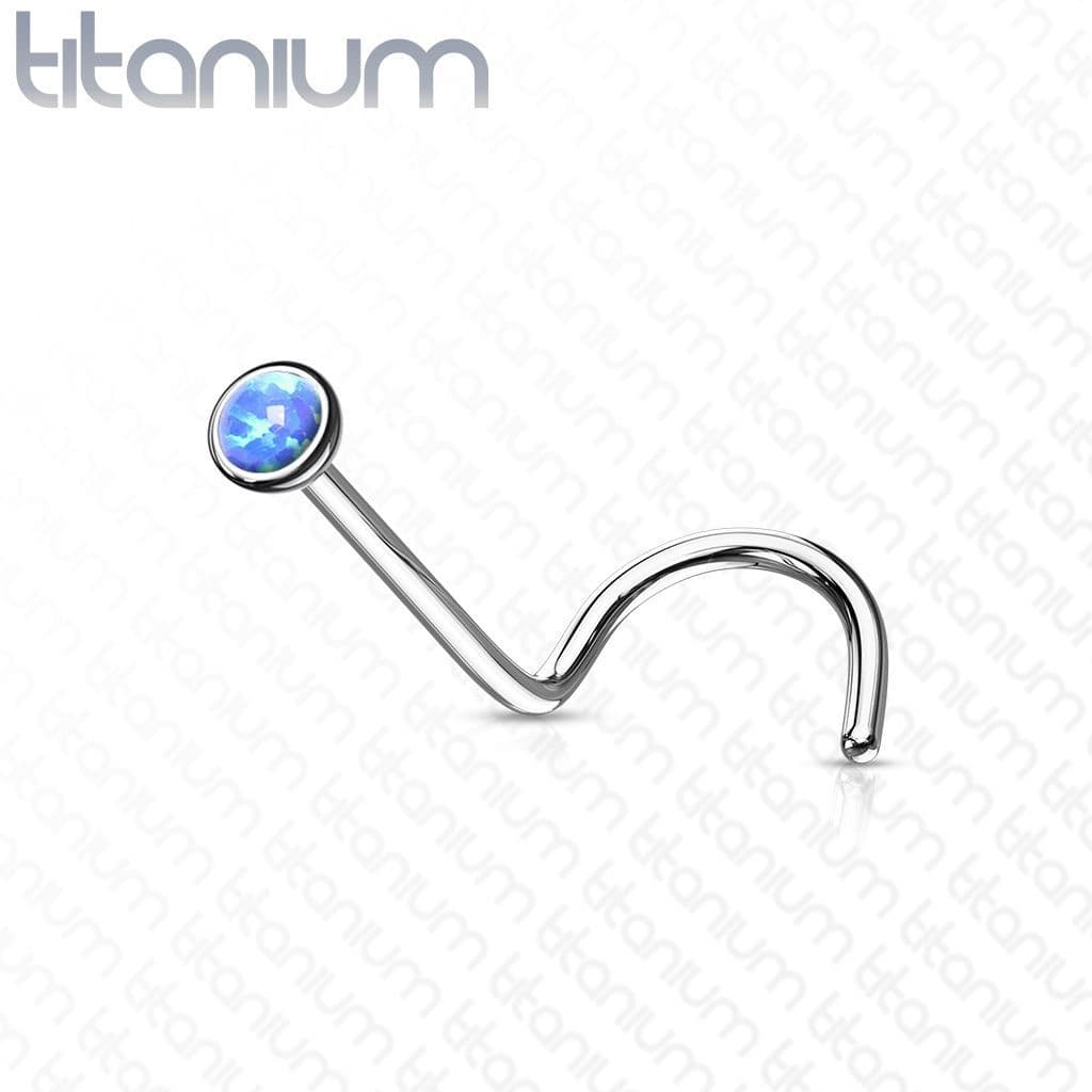 Zahnutý piercing do nosu - titan, opál 2 mm (bílá) - TIT1059-OP17 - náhled 3