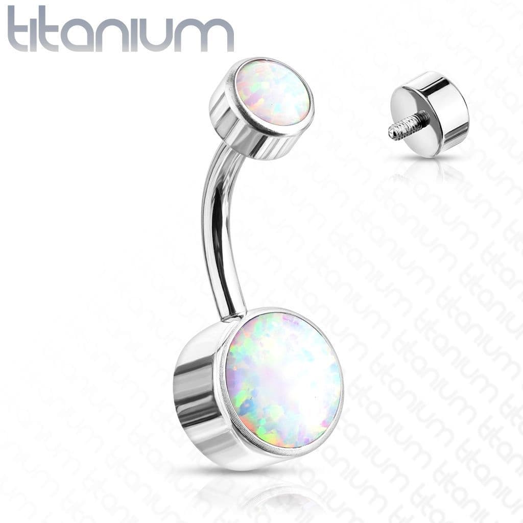 Piercing do pupíku - TITAN, opál (bílá) - náhled 1