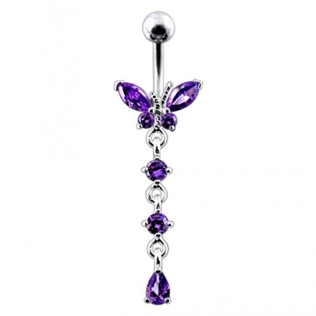 S4U Stříbrný piercing do pupíku - motýlek (fialová) - BP01302-A - náhled 1