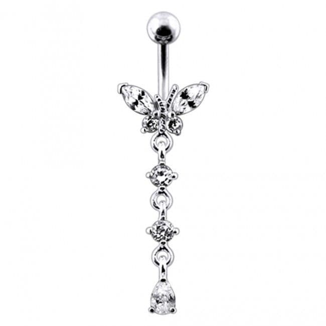 S4U Stříbrný piercing do pupíku - motýlek (fialová) - BP01302-A - náhled 4