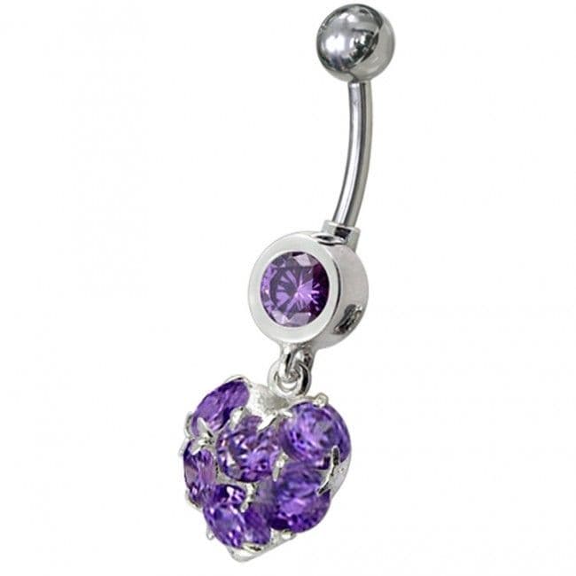 S4U Stříbrný piercing do pupíku - srdíčko (fialová) - BP01057-A - náhled 1