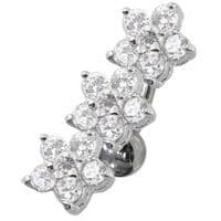 S4U Stříbrný piercing do pupíku se štítem - kytičky (fialová) - BP01171-A - náhled 3
