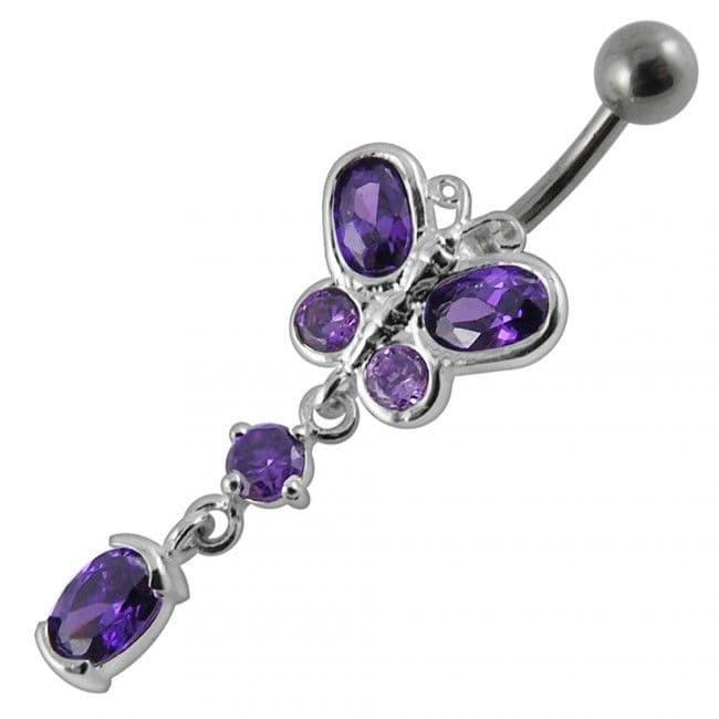 S4U Stříbrný piercing do pupíku - motýlek (fialová) - BP01272-A - náhled 1