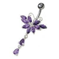 S4U Stříbrný piercing do pupíku - motýlek (fialová) - BP01295-A - náhled 1