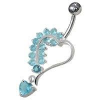 S4U Stříbrný piercing do pupíku - srdíčko (tyrkysová) - BP01312-Q - náhled 1