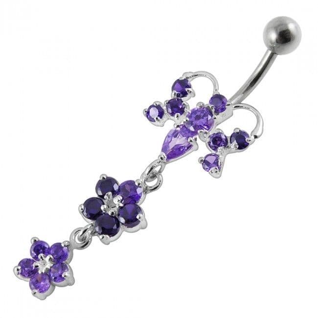 S4U Stříbrný piercing do pupíku - motýlek (fialová) - BP01192-A - náhled 1